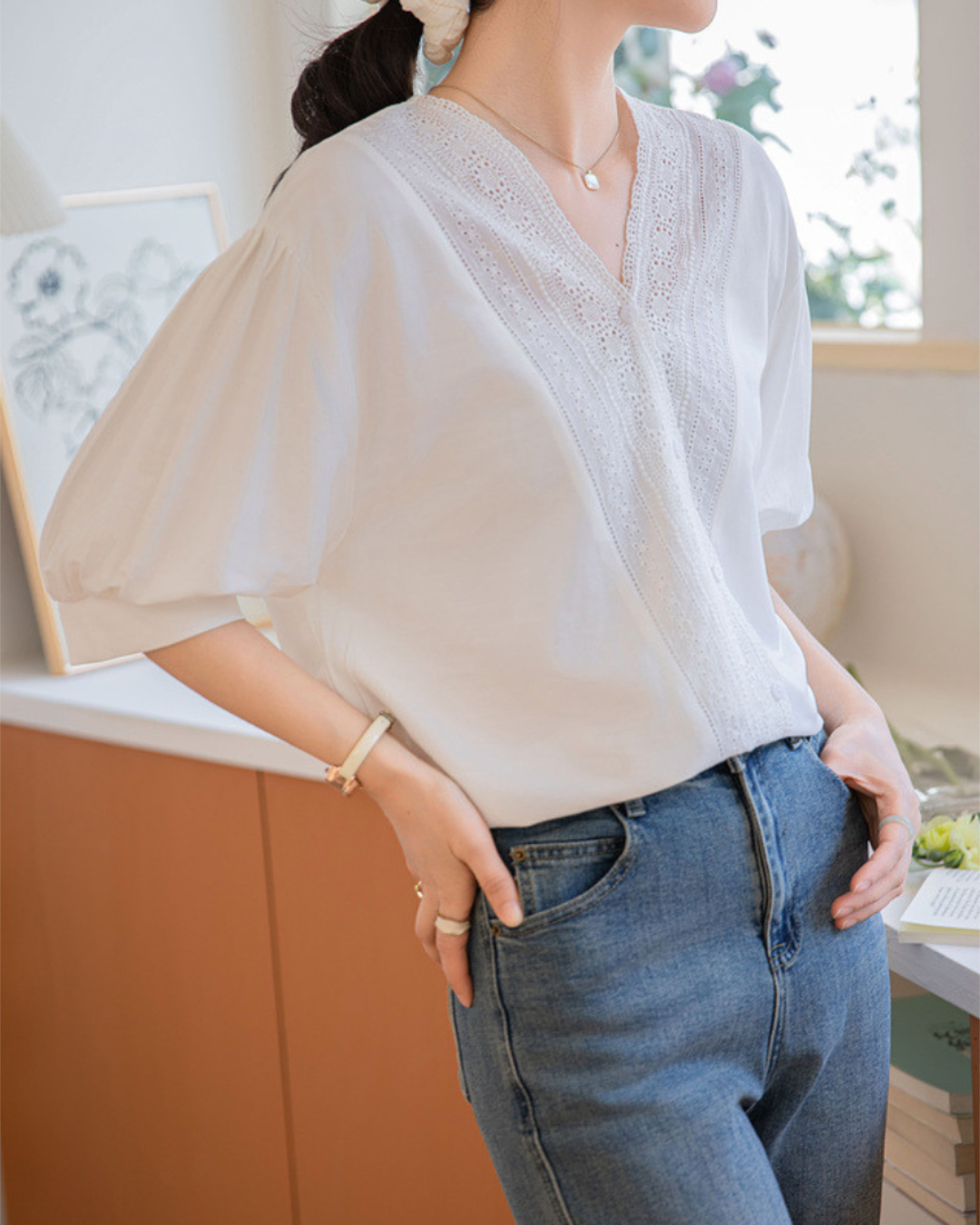 Amelia Lace Trim Shirt