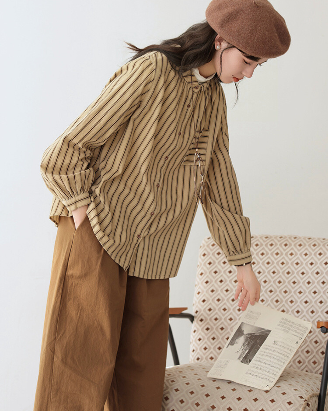 Elora Stripe Collar Blouse