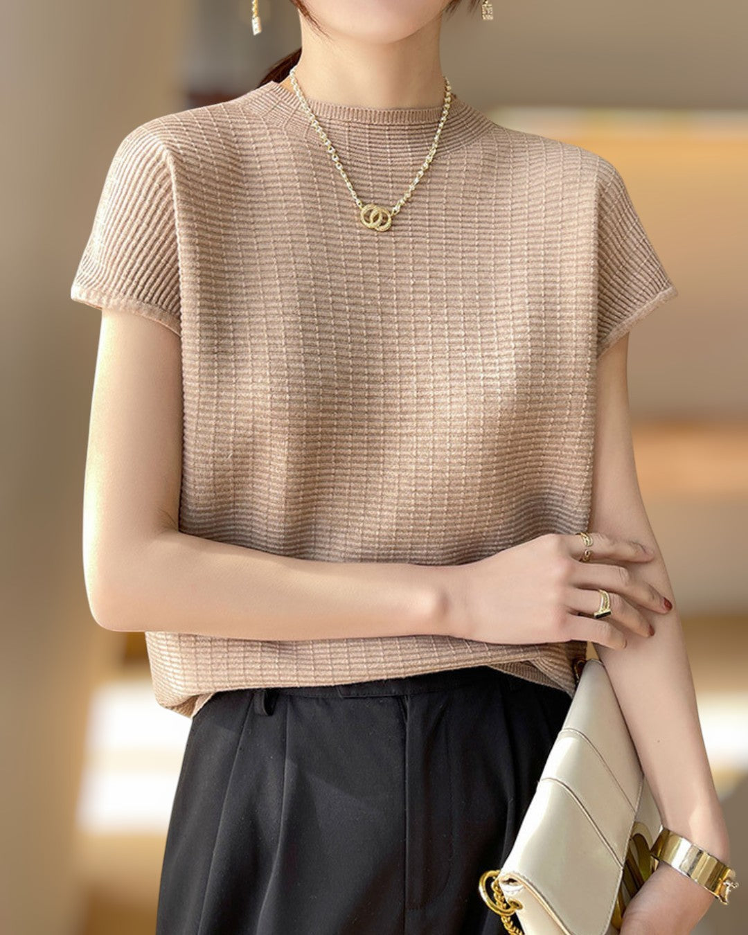 Lena Calm Ribbed Knit Tee