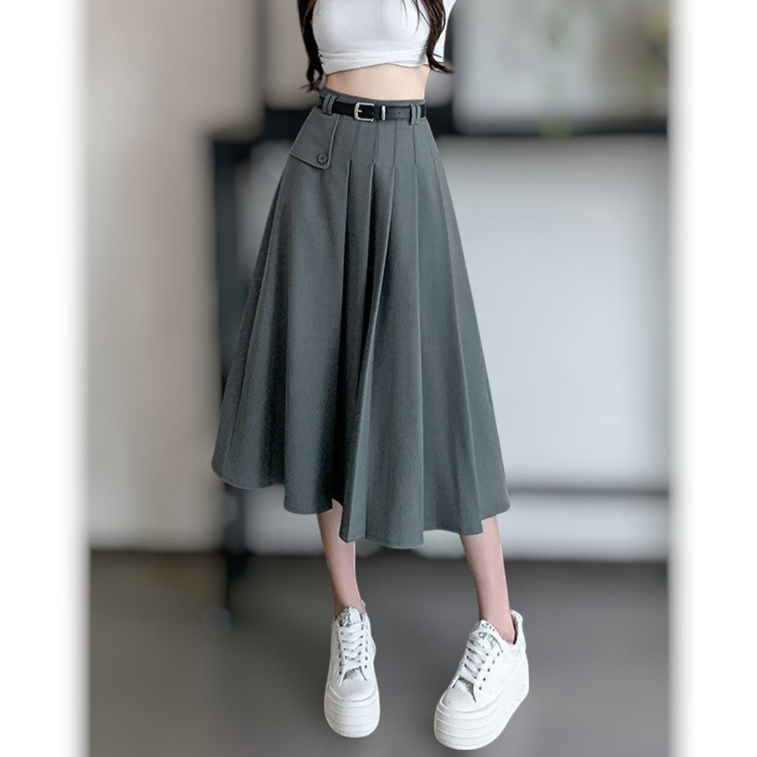 Vera Soft Pleat Belted Skirt