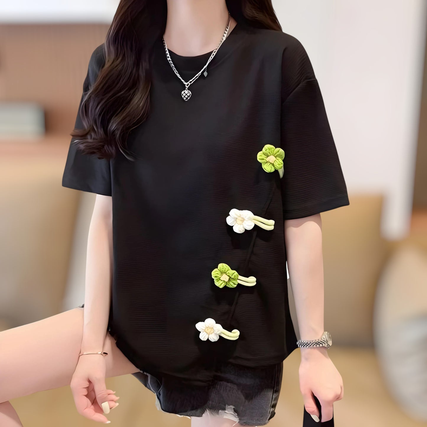 Daisy Knot Side Waffle T-Shirt