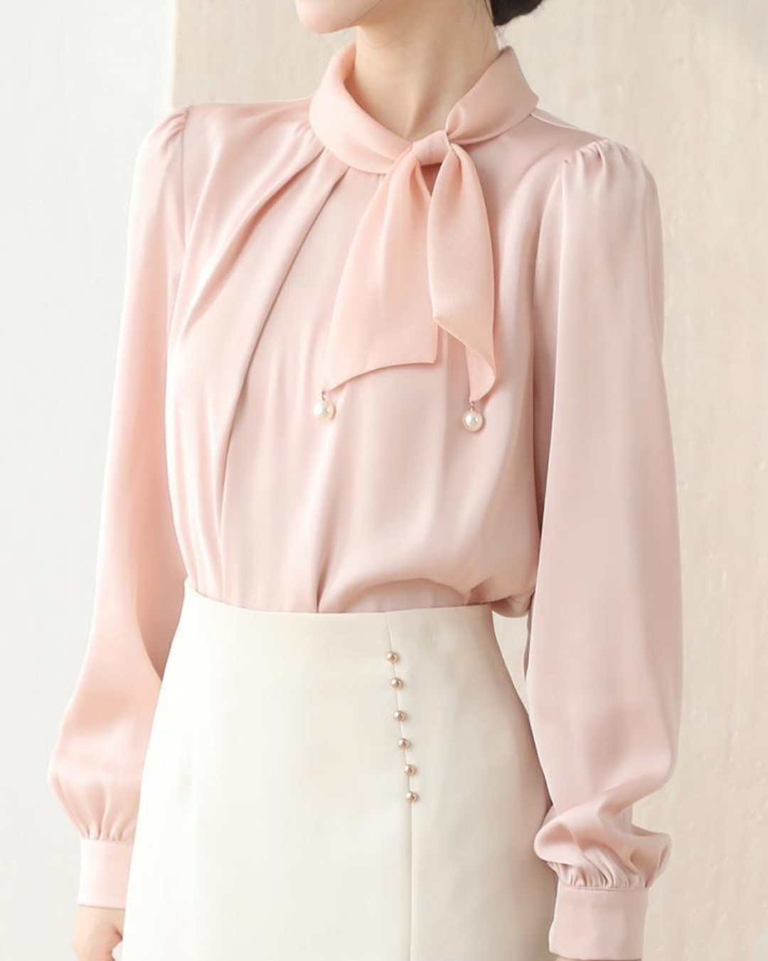 Blush Tie Pearl Blouse