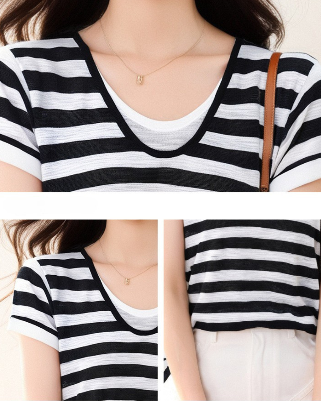 Lyna Stripe Layer Knit T-Shirt