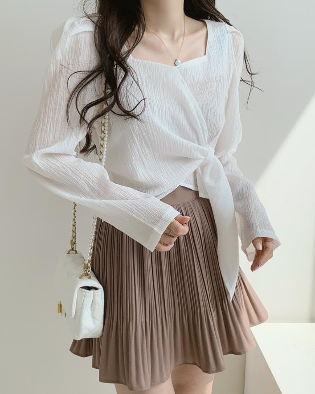 Celine Drape Waist Tie Blouse