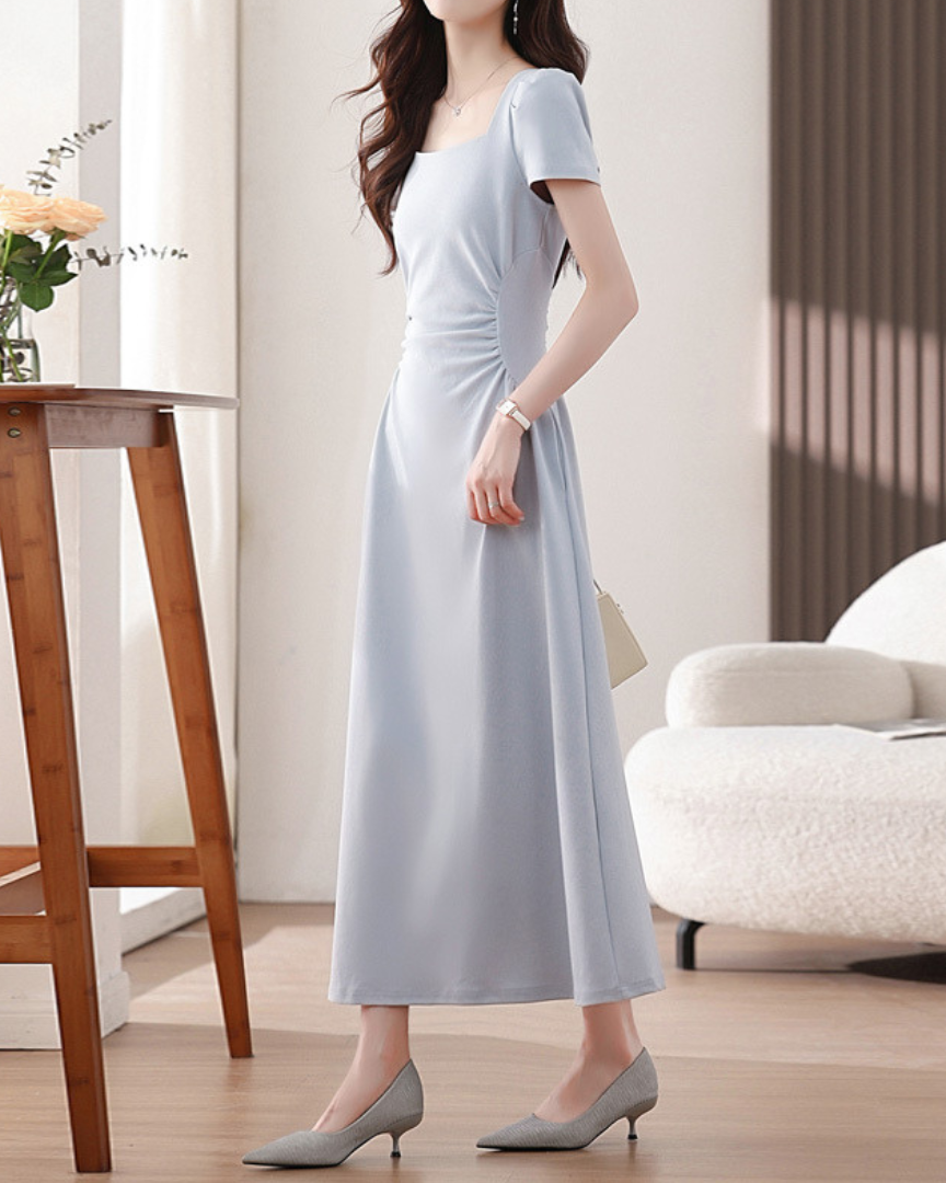 Serene Gathered Waist Midi Dress