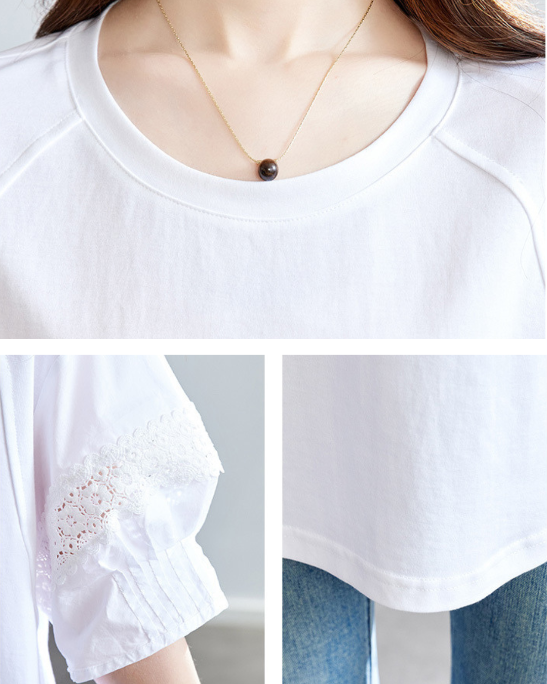 Mira Calm Lace Sleeve T-Shirt