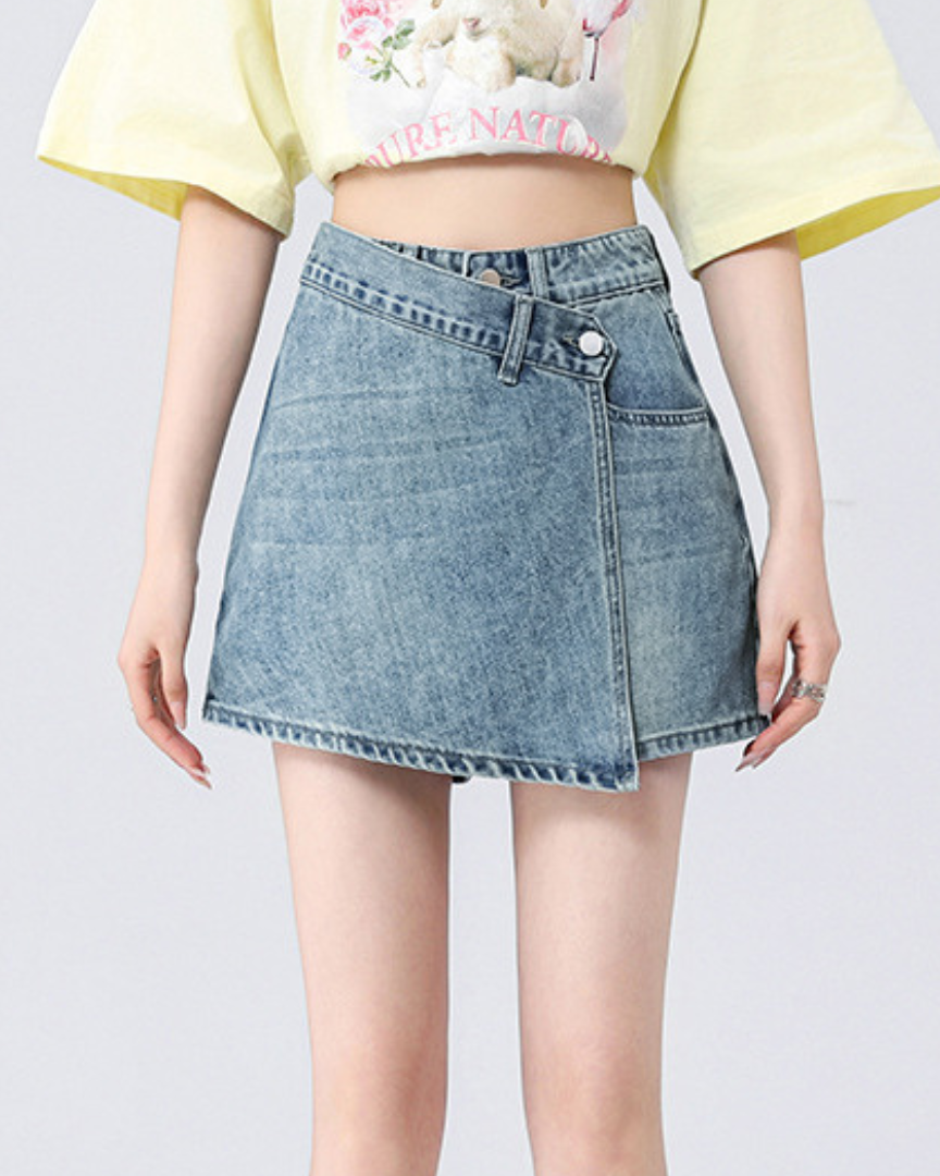 Lina Wrap Detail Denim Skort