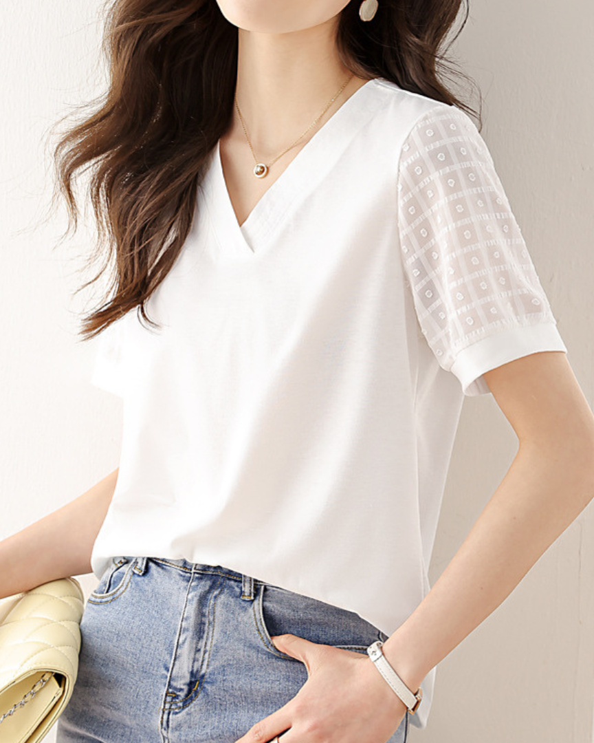 Elia Pointed Lace Sleeve T-Shirt