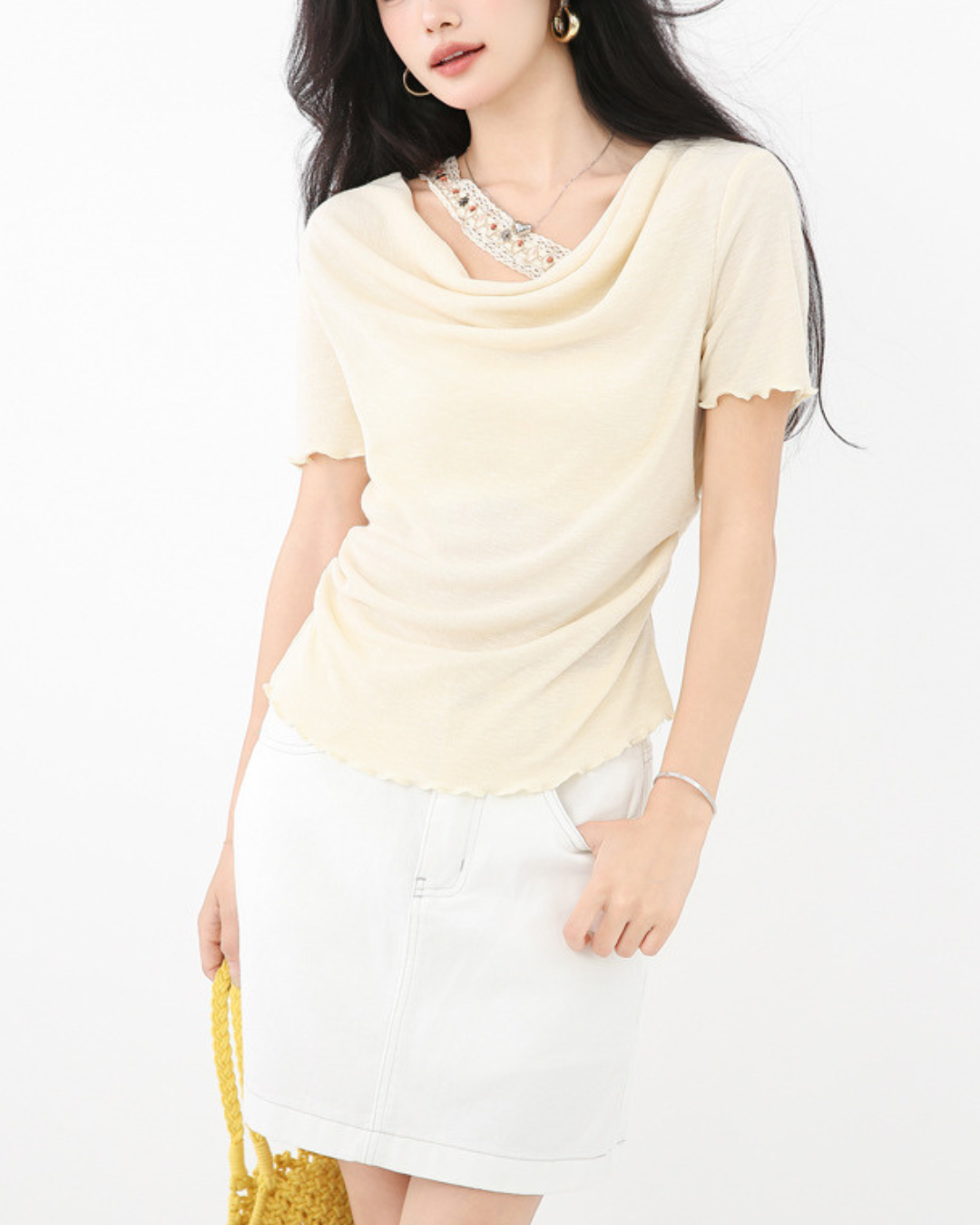 Cleo Drape Trim Layered T-Shirt