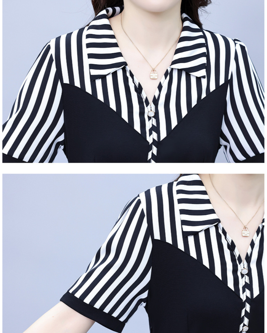 Irene Stripe Button Flare Dress
