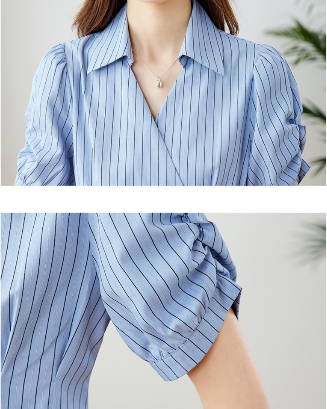 Sylvie Soft Pinstripe Wrap Shirt