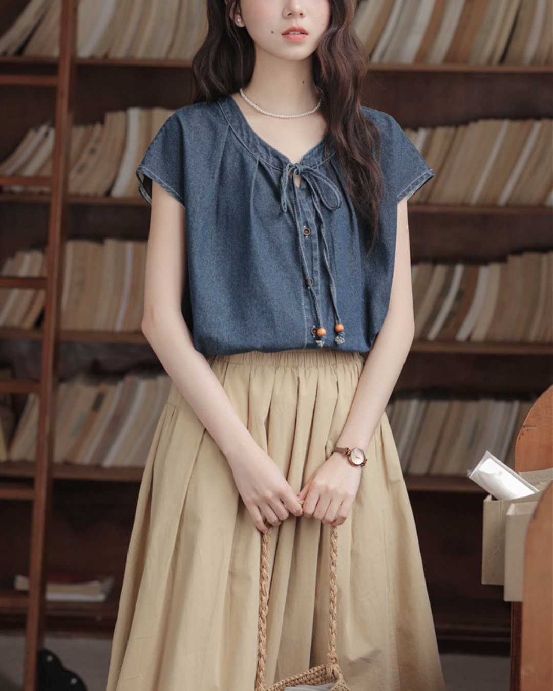 Meryl Soft Tie Denim Shirt