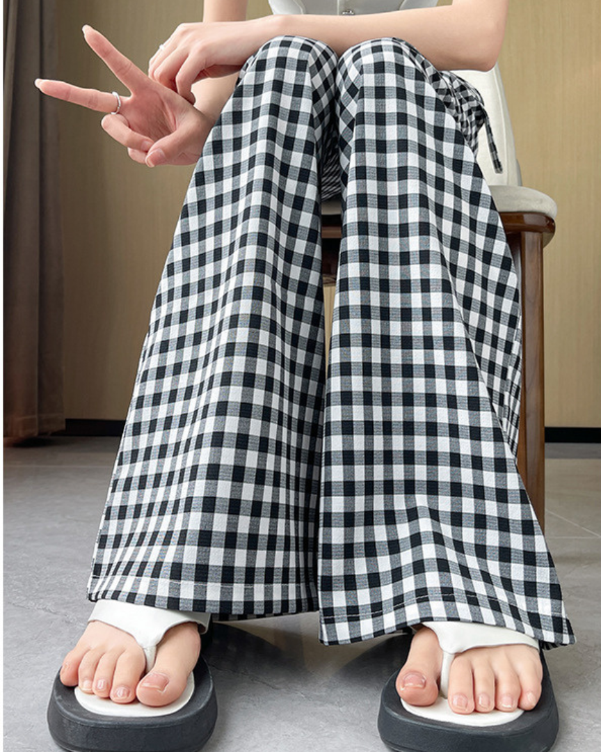 Leora Check Tie Wide Pants