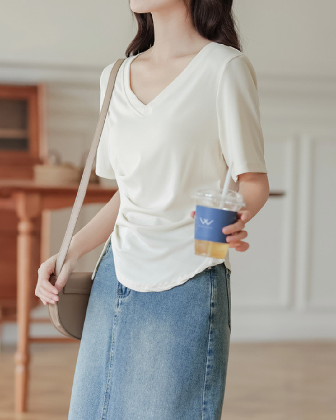 Eline Drape Side Slit T-Shirt