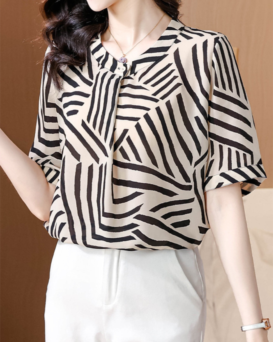 Isla Calm Geometric Chiffon Shirt
