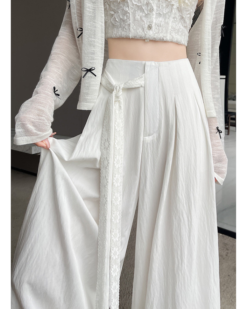 Mira Lace Tie Wide Trousers