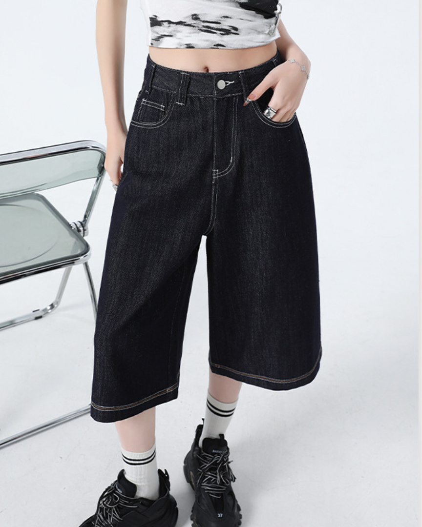 Isla Ease Wide Crop Denim