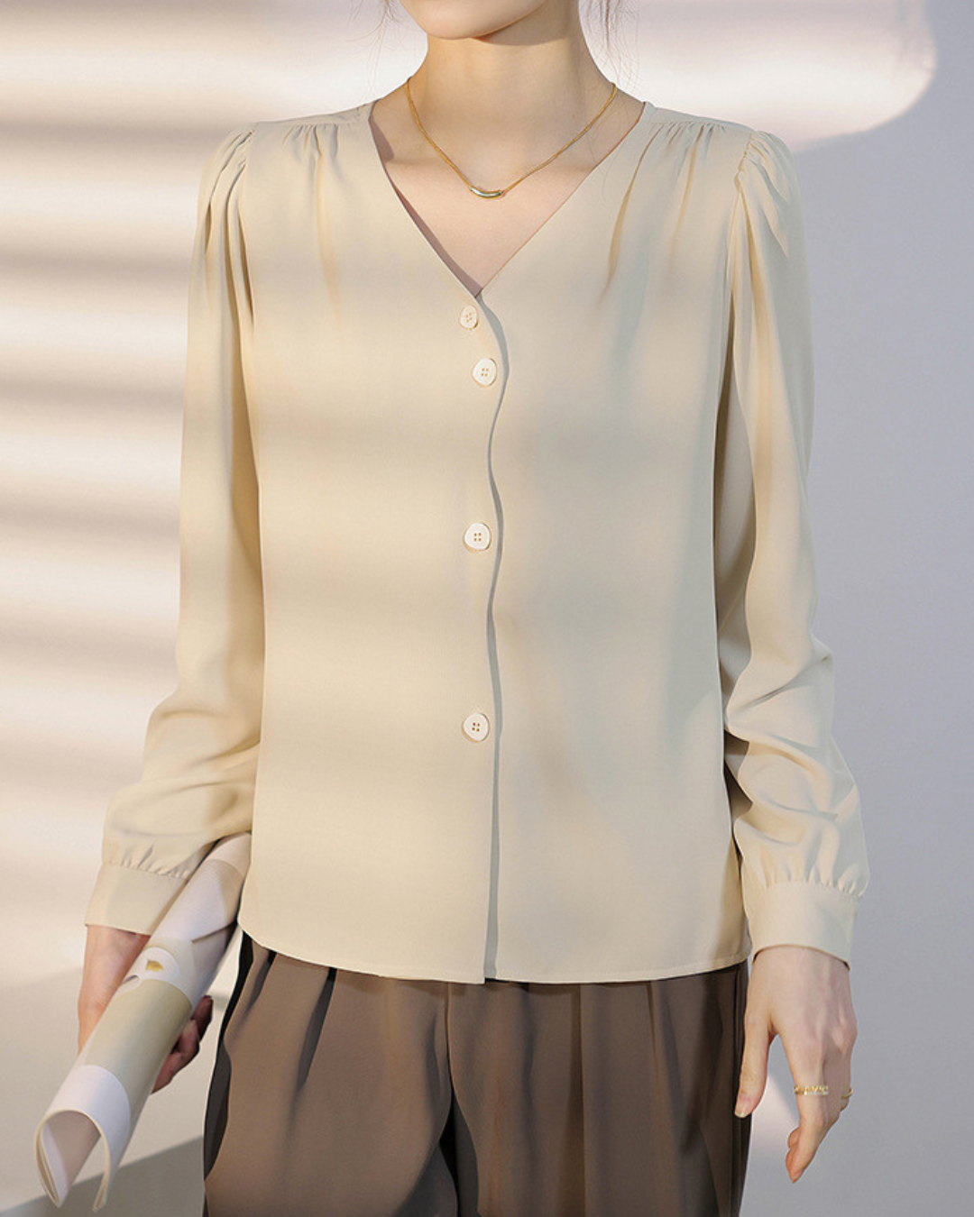 Mira Ease Wave Button Blouse