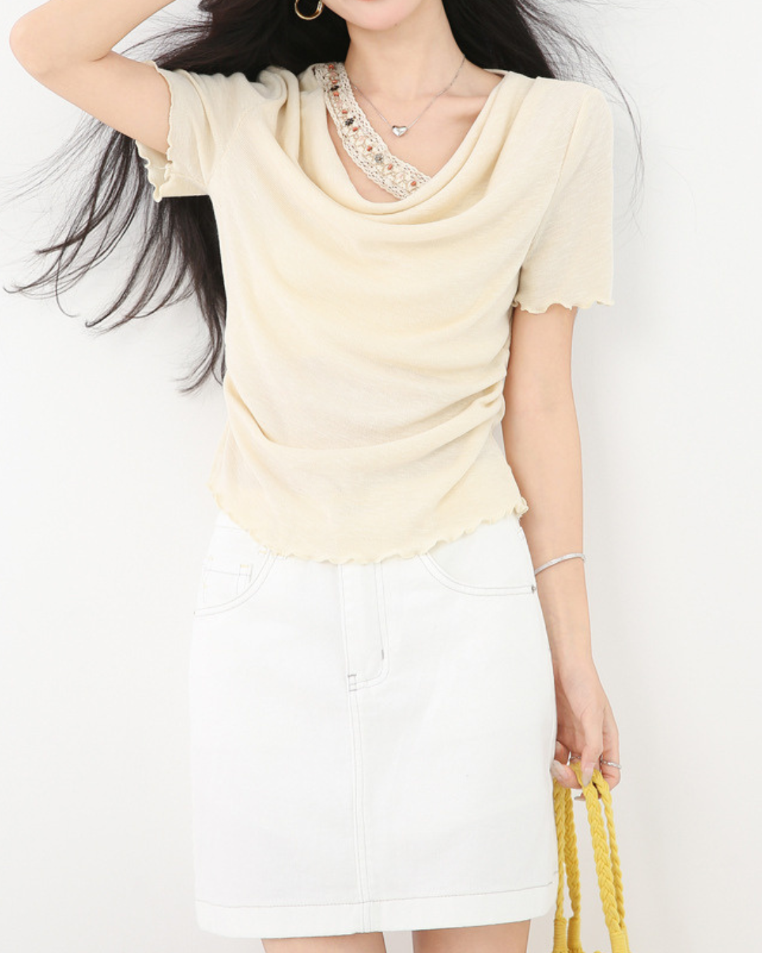 Cleo Drape Trim Layered T-Shirt