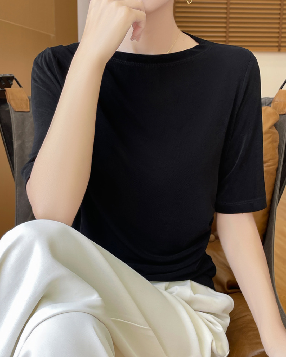 Elise Drape Acetate T-Shirt