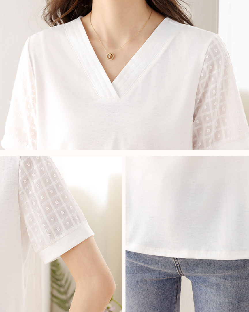 Elia Pointed Lace Sleeve T-Shirt