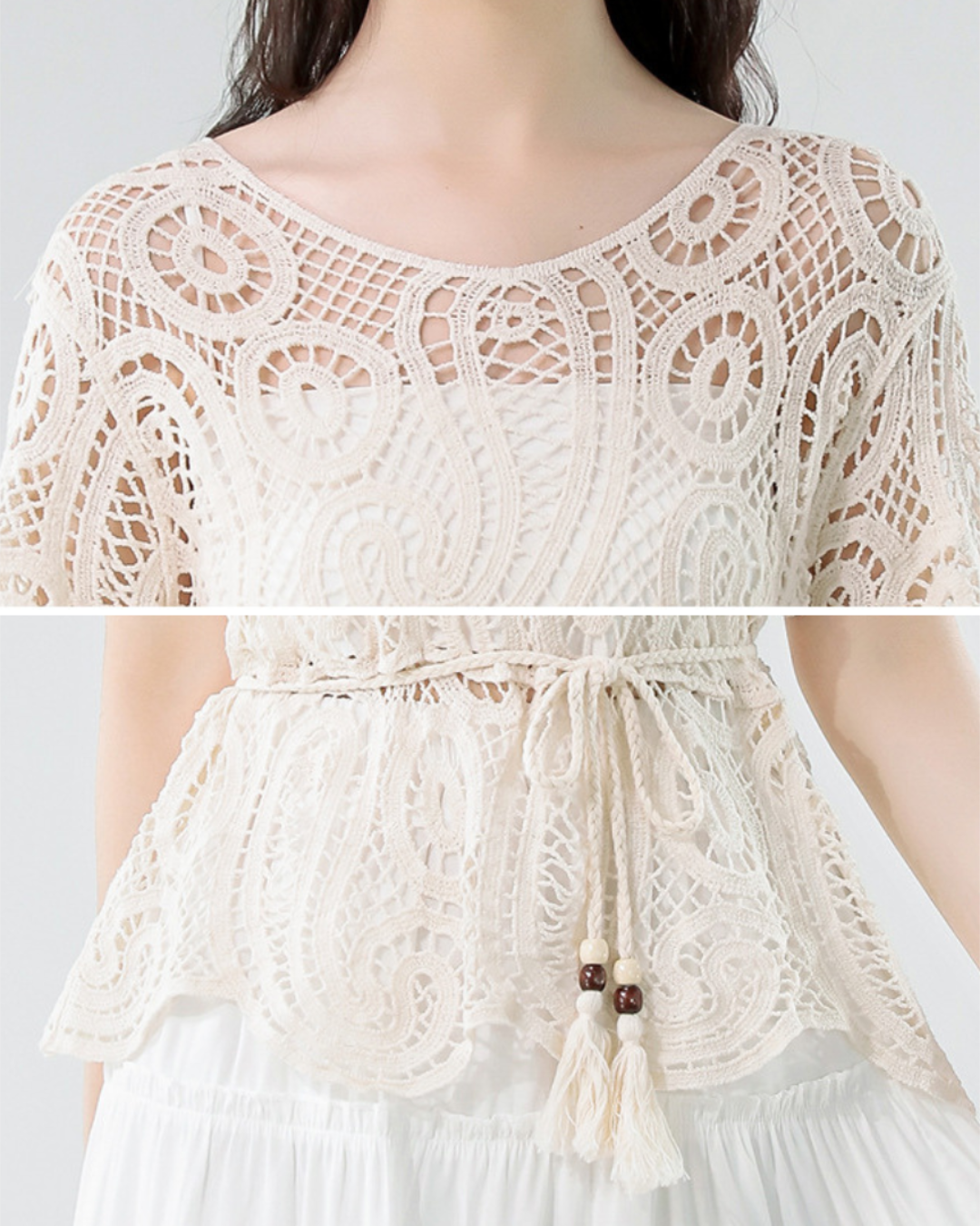 Amira Soft Lace Belted Top