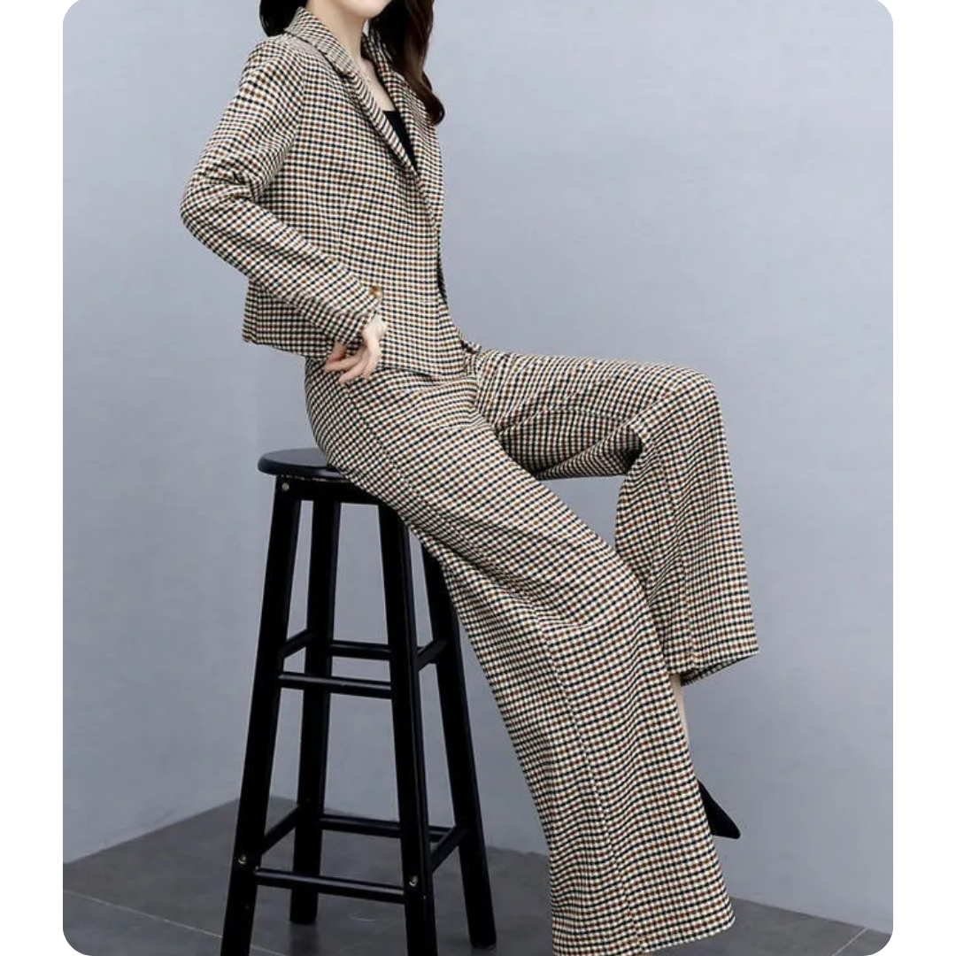 Ivy Check Cropped Suit Set