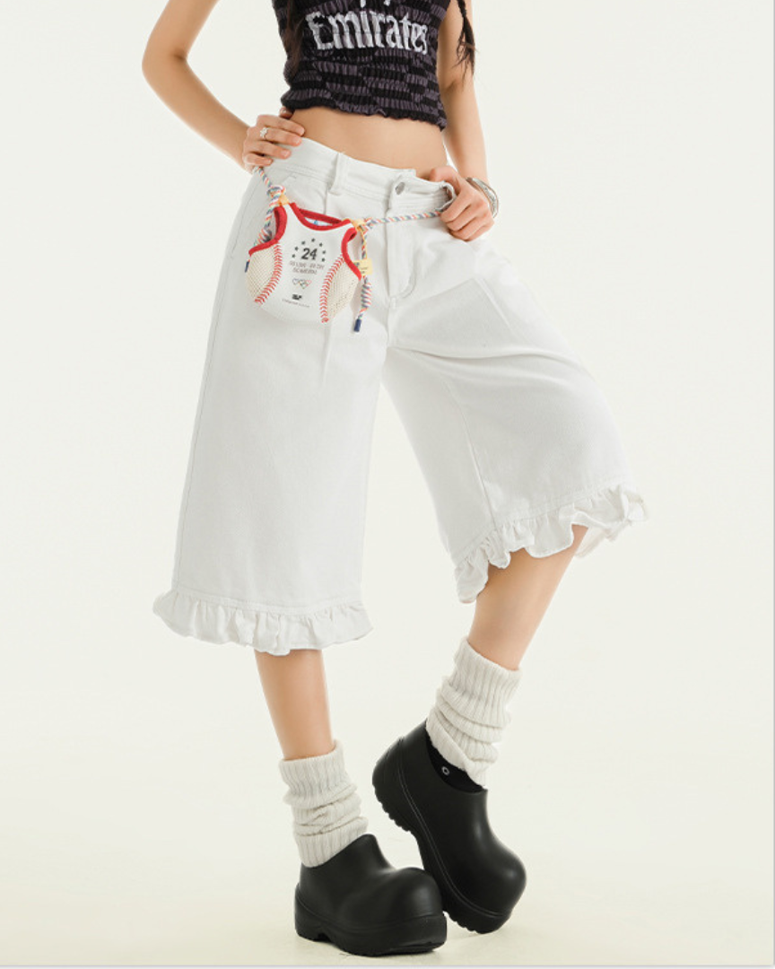 Fiora Edge Ruffle Denim Shorts