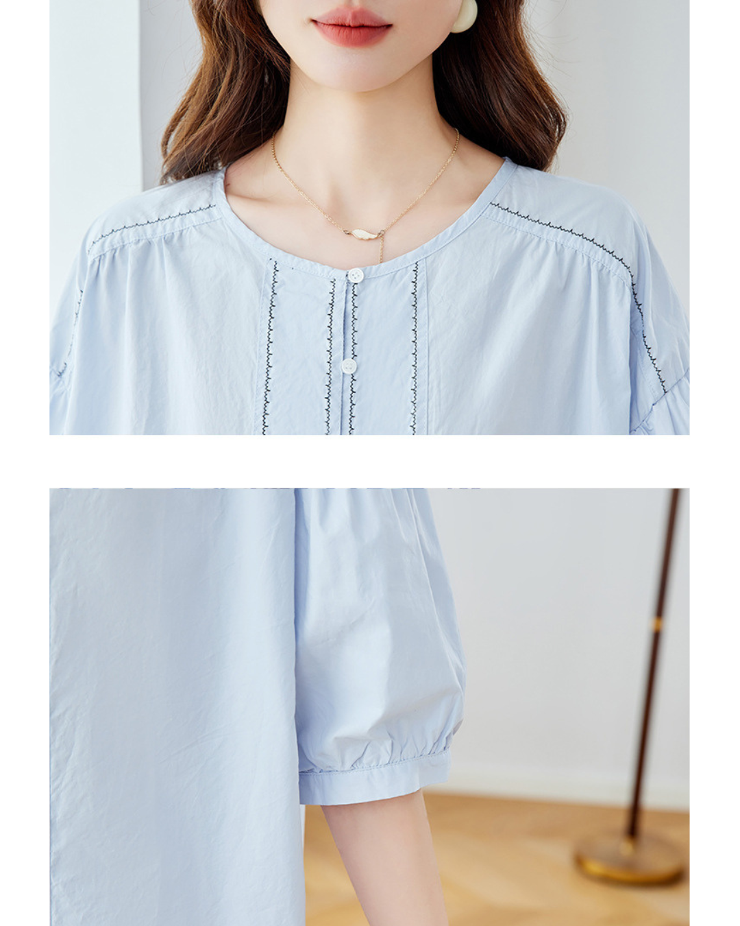 Azure Ease Pintuck Blouse