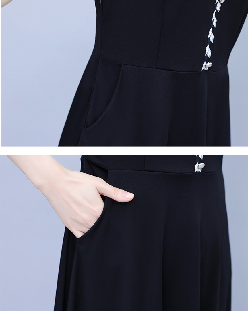 Irene Stripe Button Flare Dress