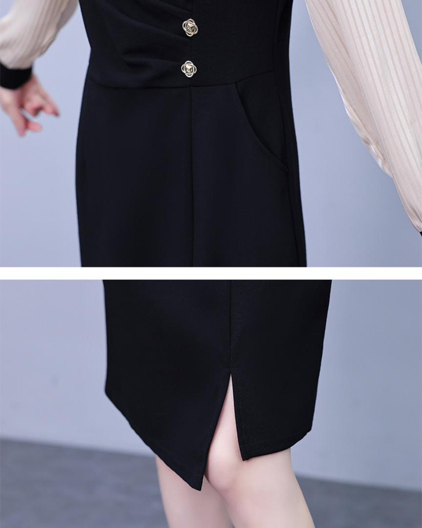Mira Line Contrast Wrap Dress