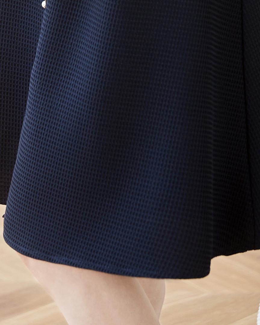 Adele Pearl Button Flare Dress