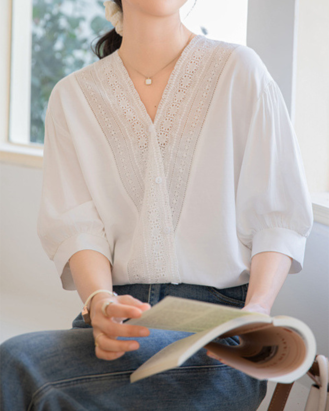 Amelia Lace Trim Shirt