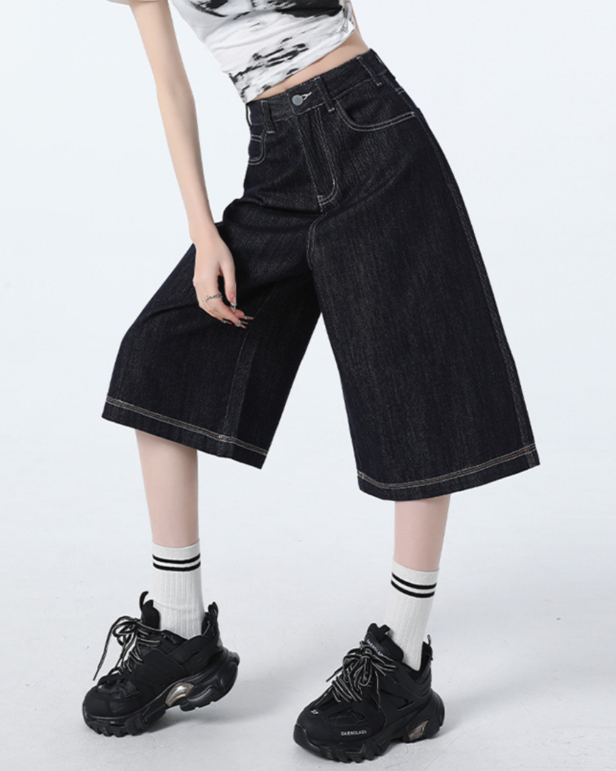 Isla Ease Wide Crop Denim
