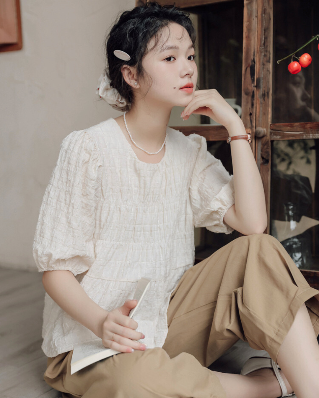 Elodie Crinkle Soft Blouse