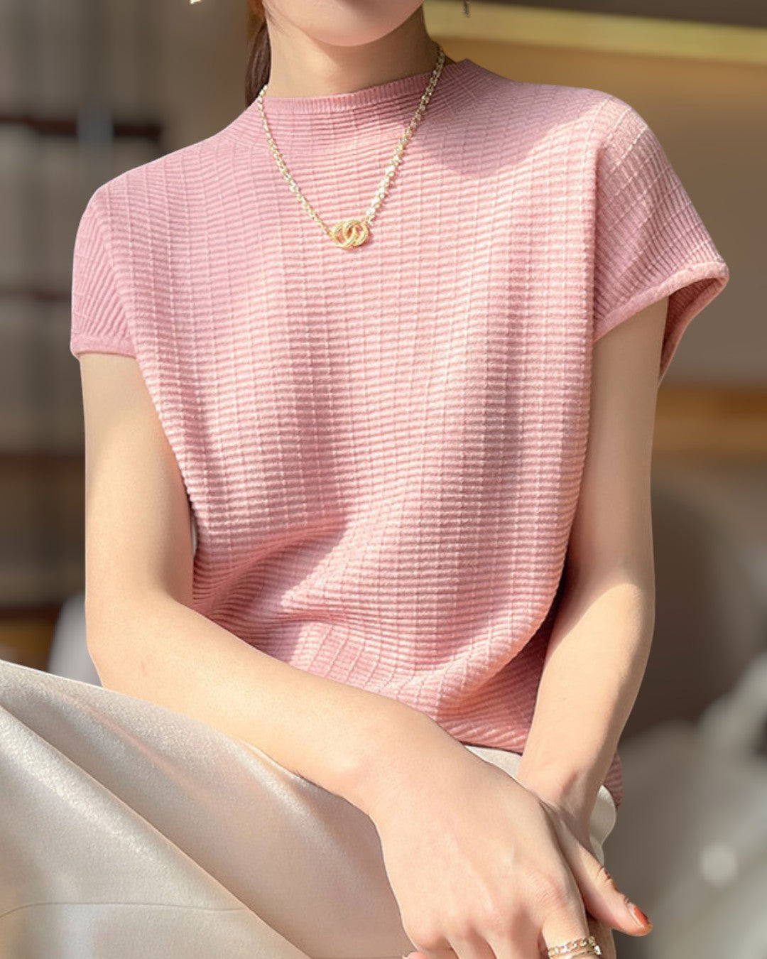 Lena Calm Ribbed Knit Tee