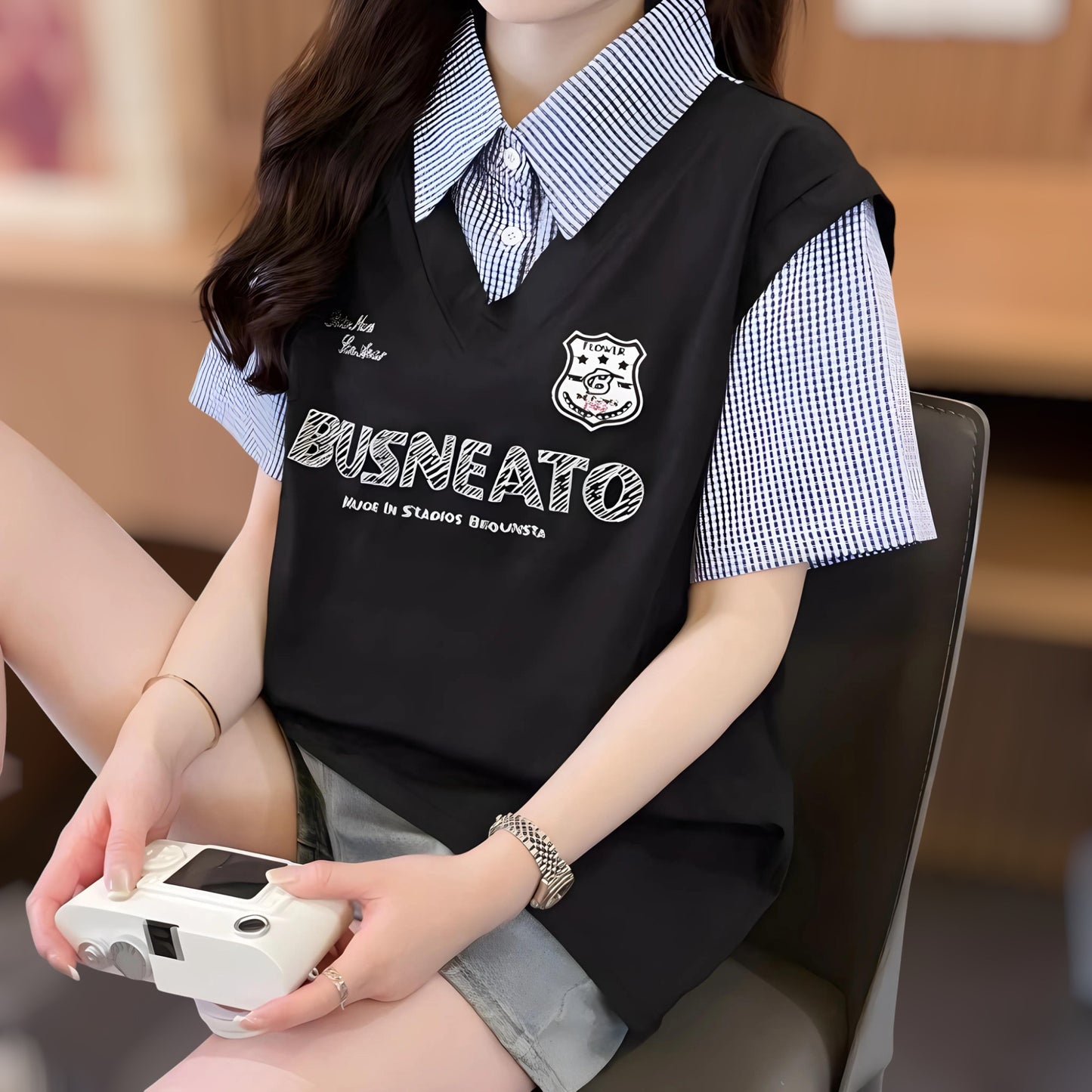 Maren Sketch Layered Collar T-Shirt