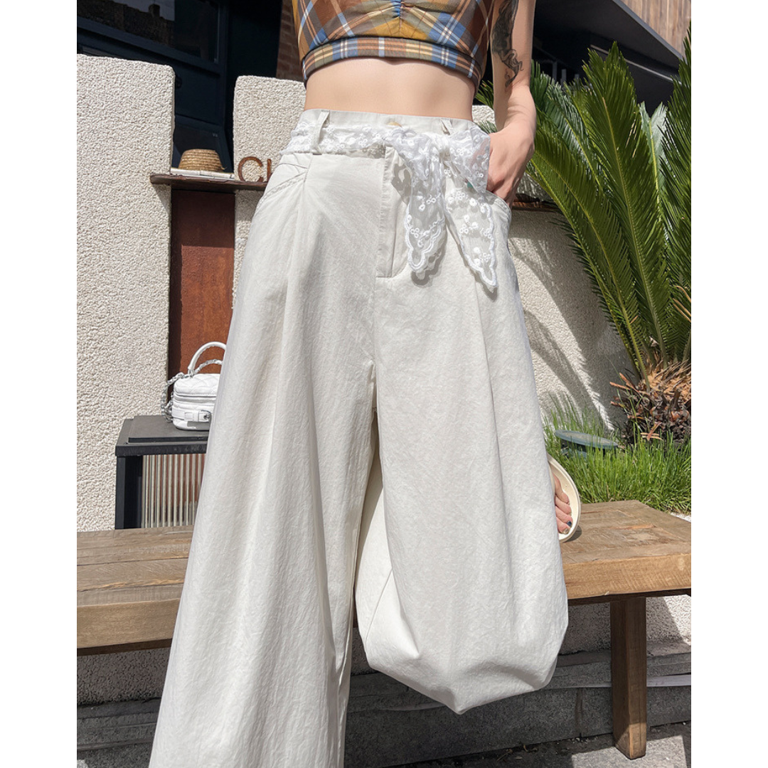 Liora Lace Bow Cotton Trousers