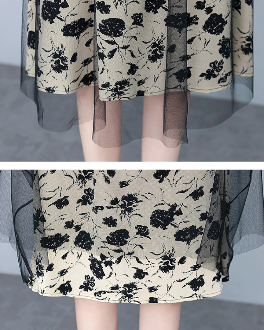 Mara Line Floral Mesh Dress