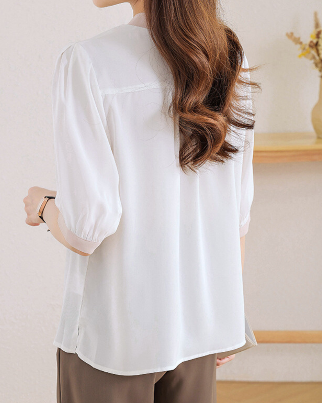 Vera Ease Pearl Trim Blouse