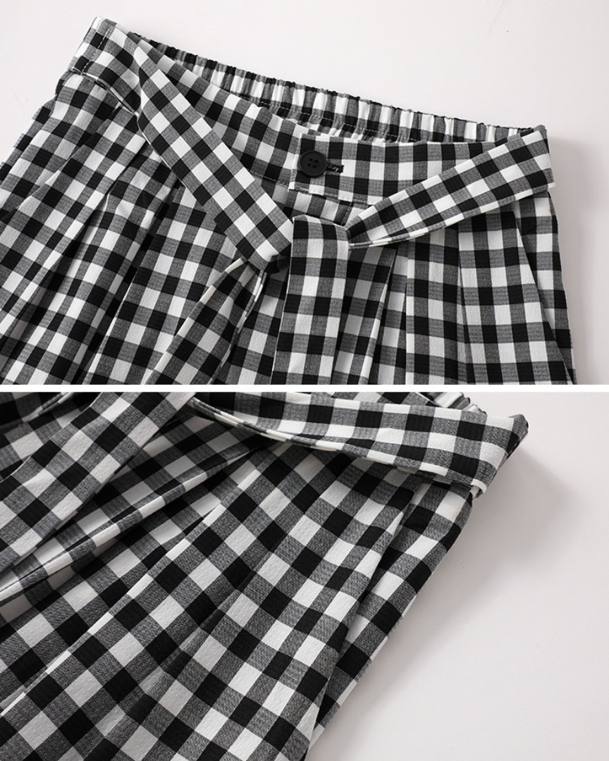 Leora Check Tie Wide Pants