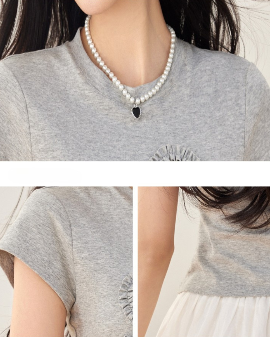 Mira Ribbon Textured Cotton T-Shirt
