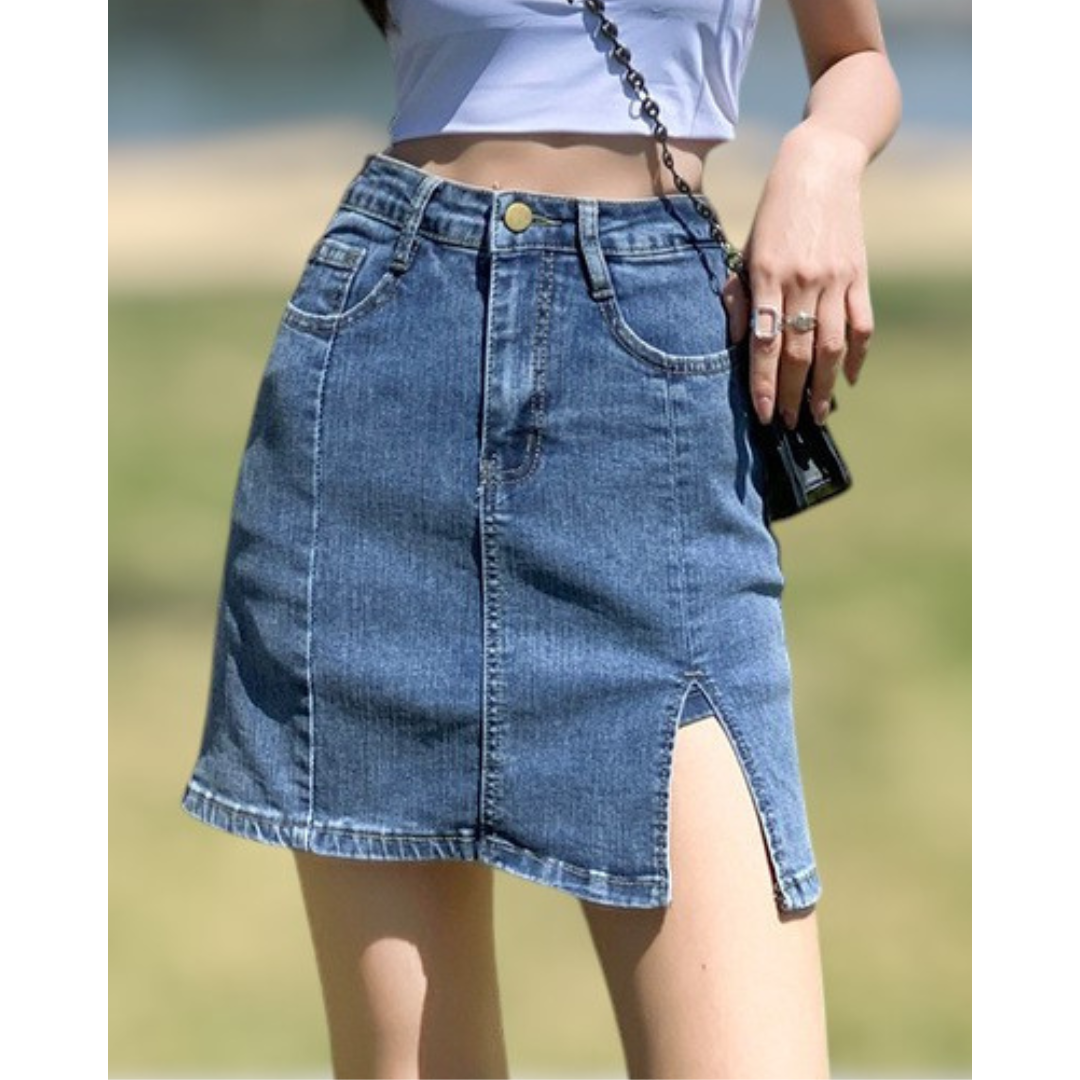 Arden Soft Slit Denim Skirt