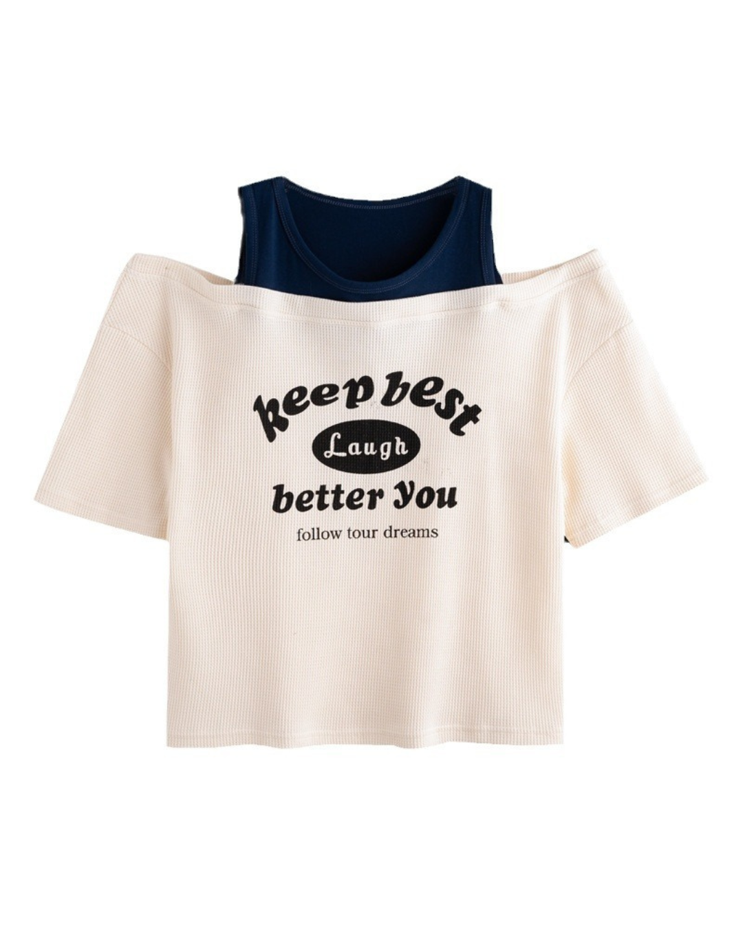 Lara Off-Shoulder Waffle T-Shirt