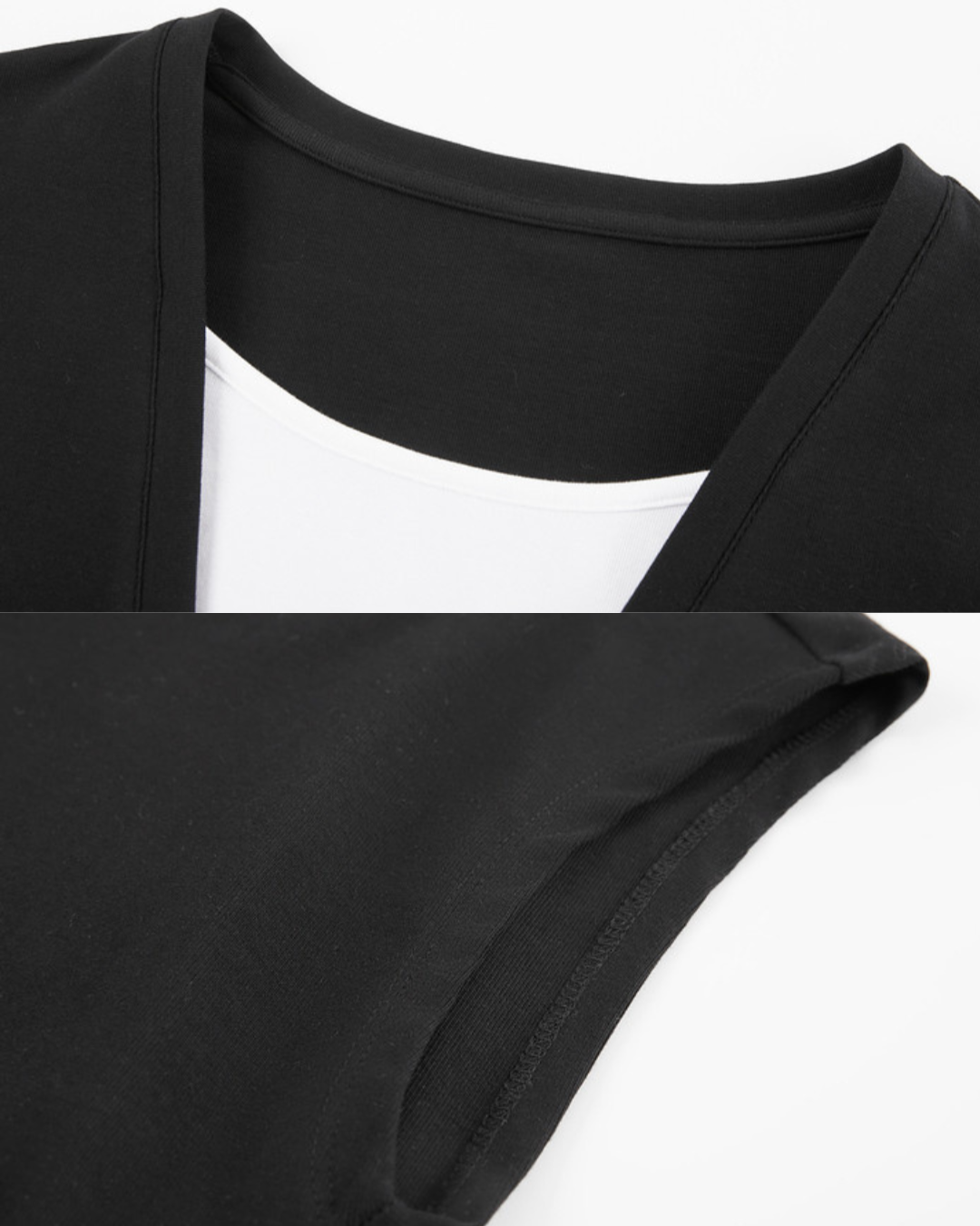 Lina Contrast Layered V T-Shirt