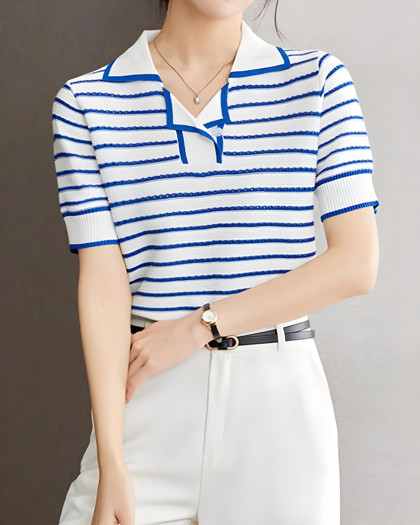 Mira Ease Stripe Polo T-Shirt