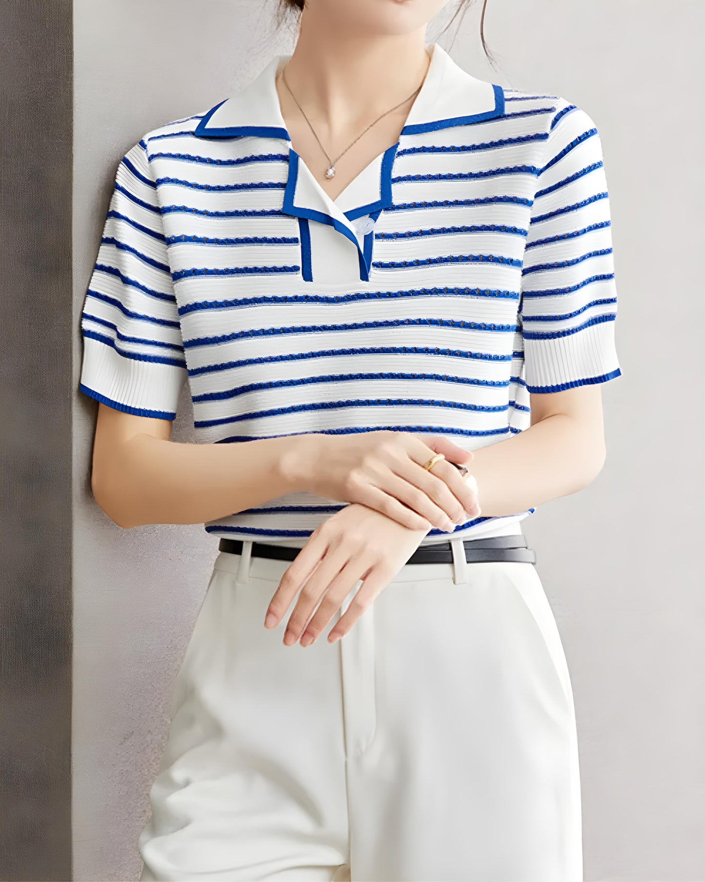Mira Ease Stripe Polo T-Shirt