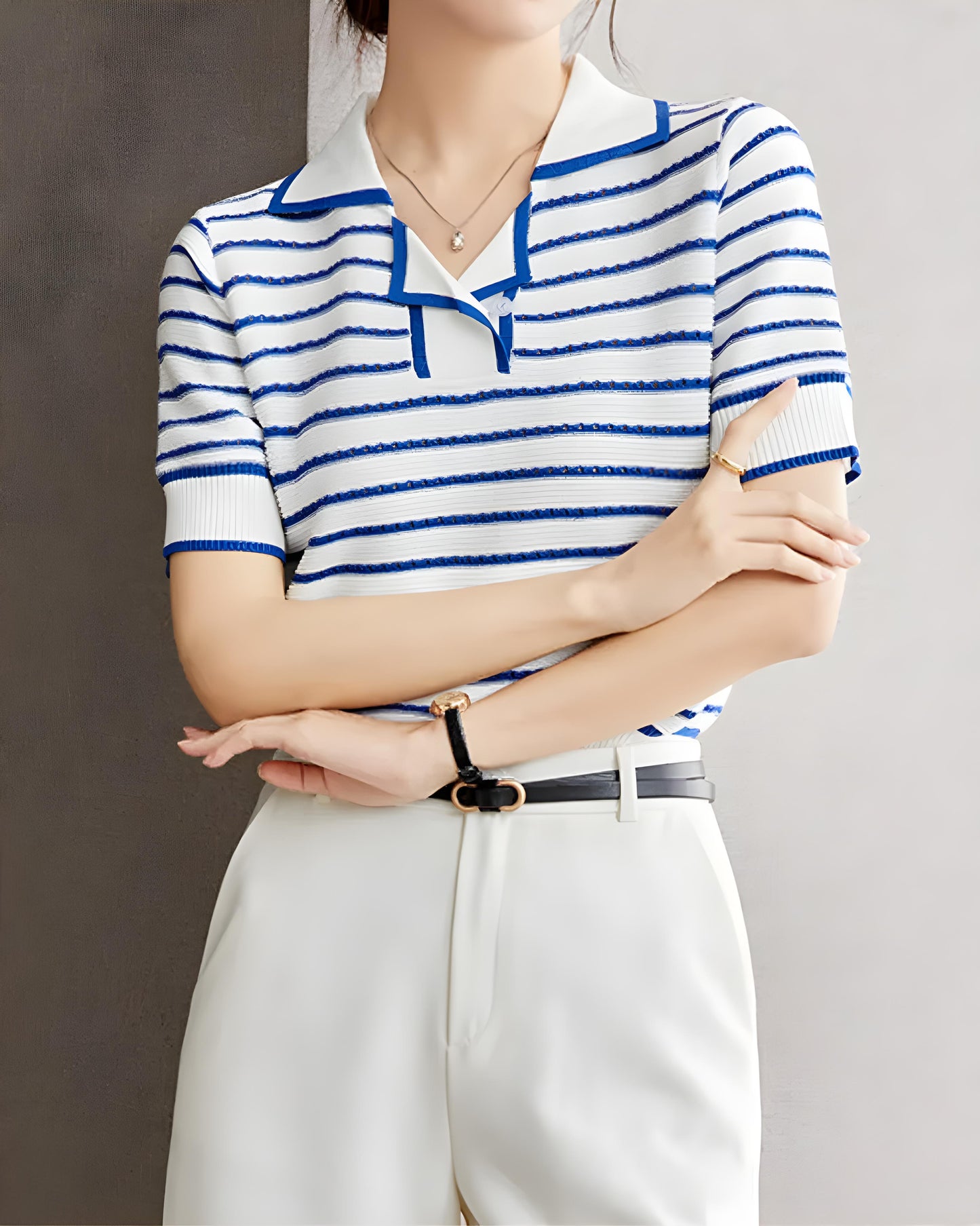 Mira Ease Stripe Polo T-Shirt