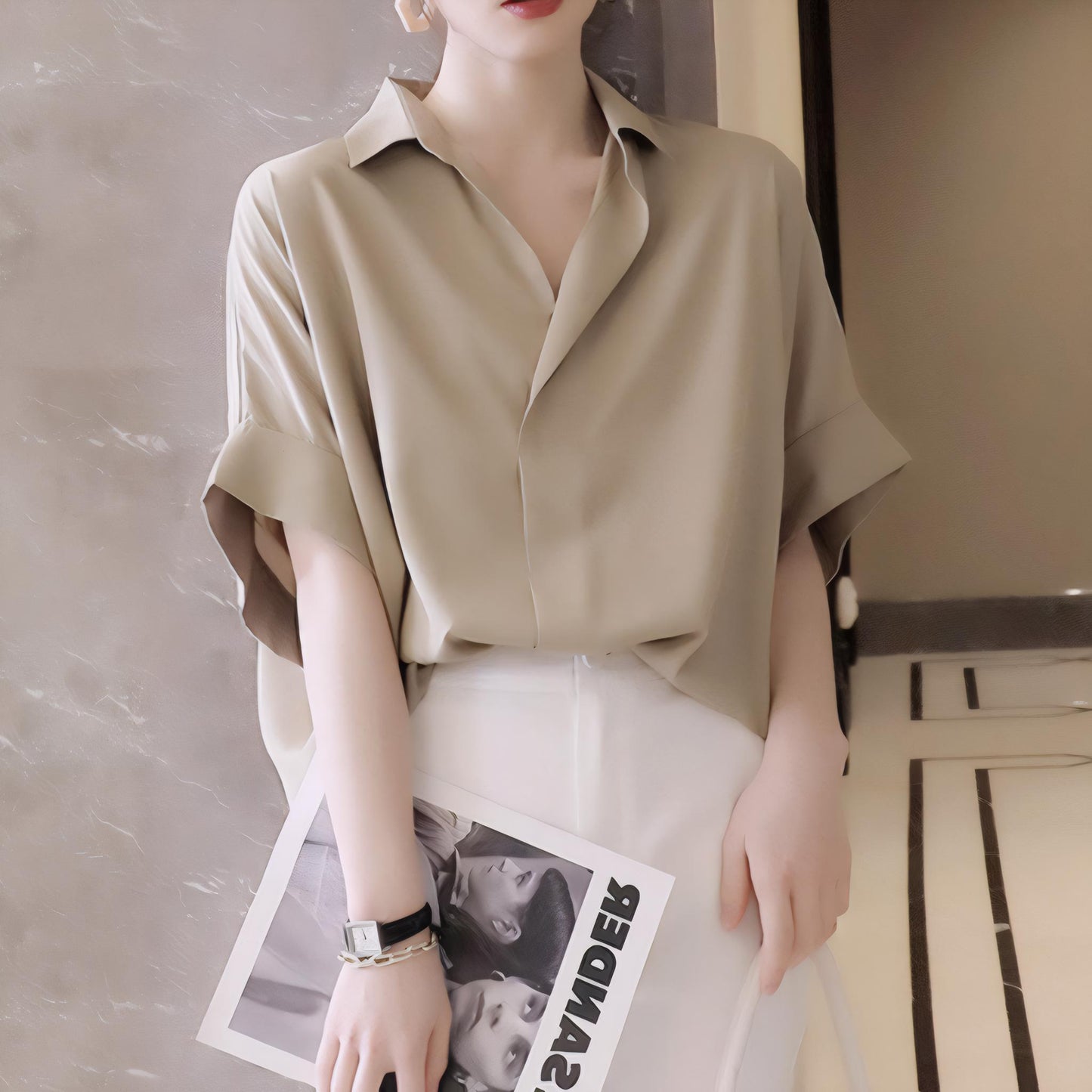 Still Hour Soft Fit Button Blouse