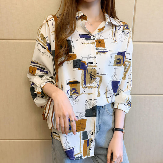 Mabel Print Vintage Chiffon Blouse